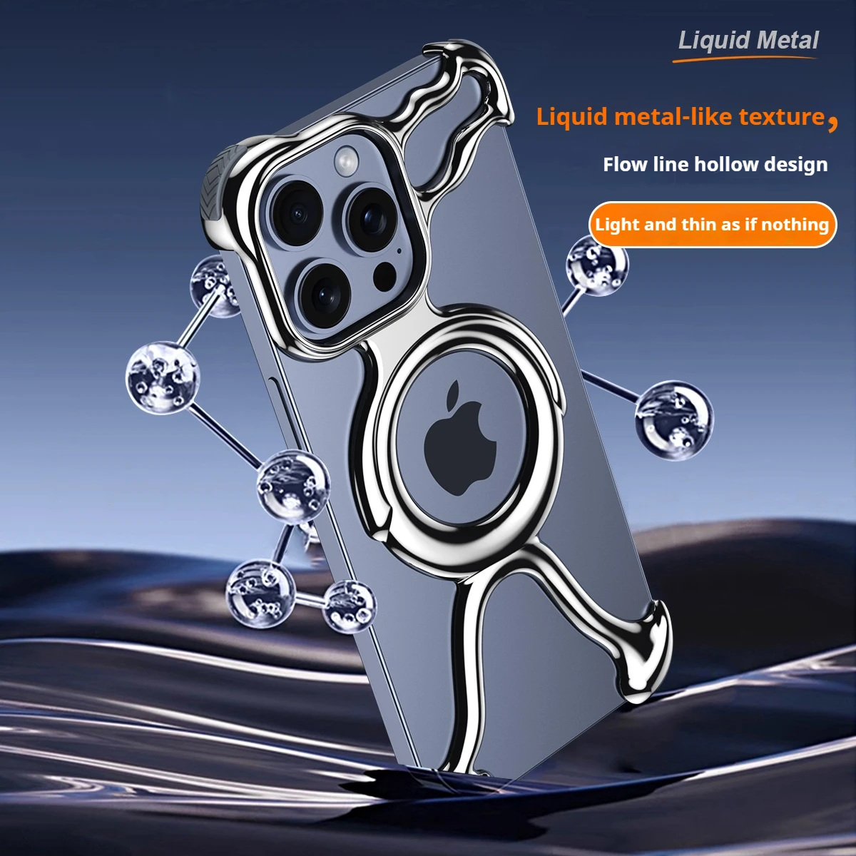 Liquid Metal Phone Case For iPhone 15 14 13 Pro Max Magnetic Suction anti drop Heat dissipation support wireless charging Cover