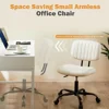 Small Office Desk Chair with Wheels Armless Comfy Computer Chair with Lumbar Support, PU Leather Low Back Adjustable 5