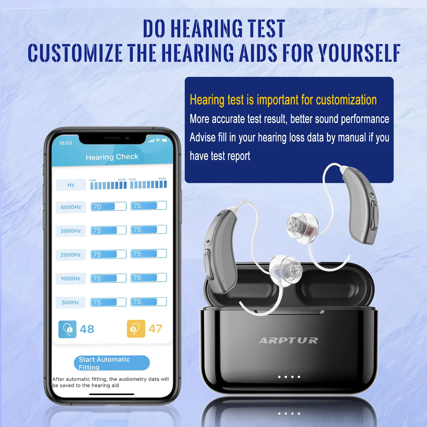 Bluetooth Hearing Aids for Seniors Rechargeable with Noice Cancelling Phone Control RIC Dual Microphone APP Hearing Test Music 2