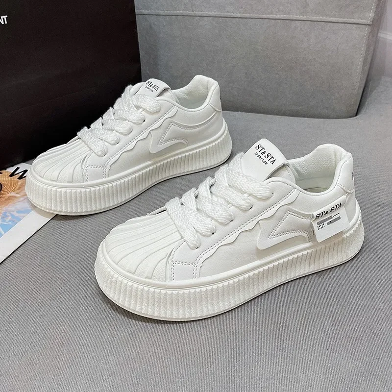 

Shell Head Thick Sole Small White Shoes for Women 2024 Spring NewShell Head Round Head Casual Sports Board Trend