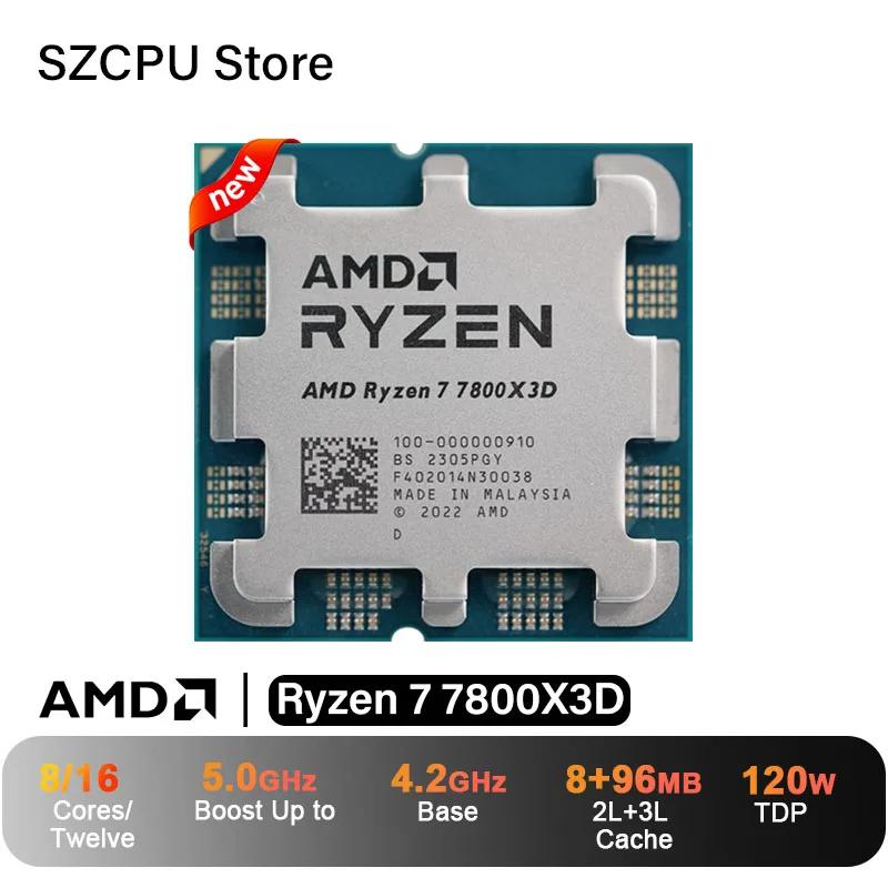 [新品未開封] AMD RYZEN 7800X3D CPU AMD Ryzen 7 7800X3D CPU, R7 7800X3D, 5.0GHz, 8-Core,16-Thread,5NM