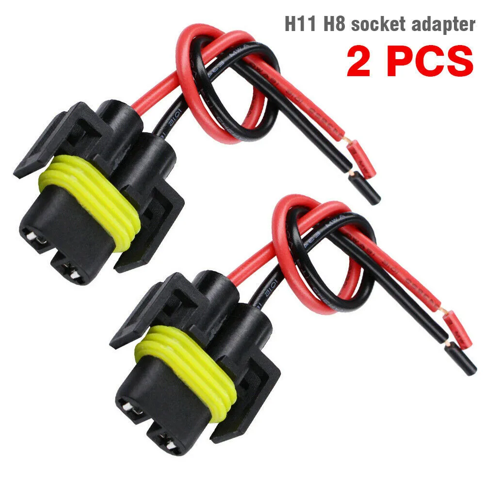 

2x Car H11 H8 Female Socket Extension Connector Headlight Adapter Wiring Harness Socket Plug Fog Light 12V-24V Nylon Female Plug