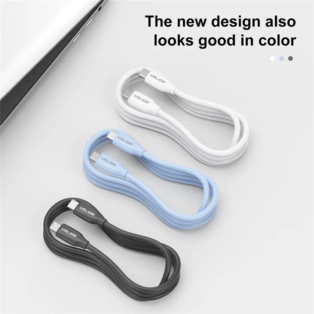 USLION PD 120W USB C to Type C Cable Fast Charging Cables For iphone Samsung s24 USB-C Quick Charger Cable Data Cord For Xiaomi