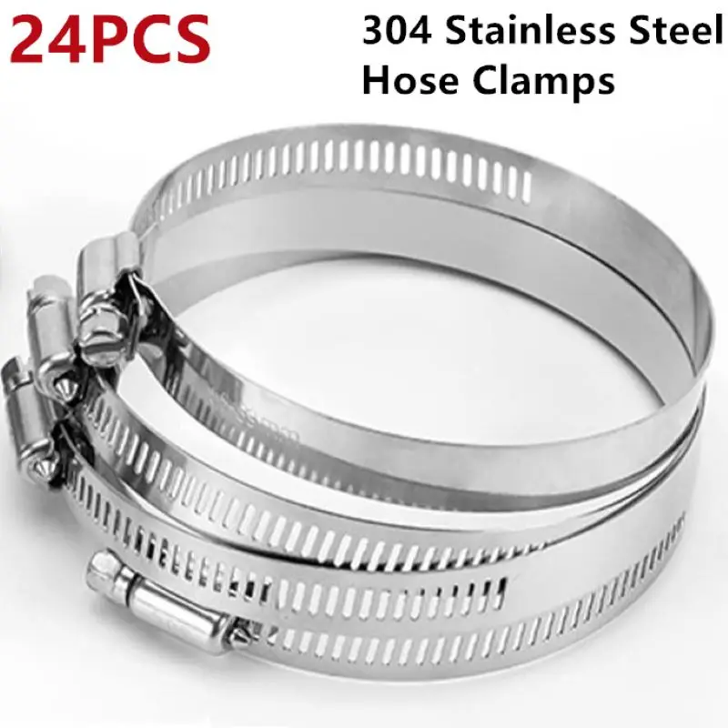 

24pcs Hose Band Clamps Adjustable 304 Stainless Steel Screw Band Car Fuel Hose Clips Pipe Clamp 6-19mm Worm Gear Clip Tool 호스밴드