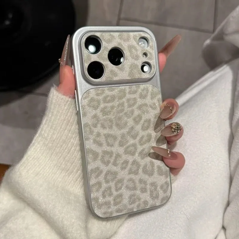 Elegant Leopard Print Faux Leather Phone Case - Shockproof Bumper Cover