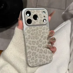 Elegant Leopard Print Faux Leather Phone Case - Shockproof Bumper Cover - iPhone 15 Plus (1)