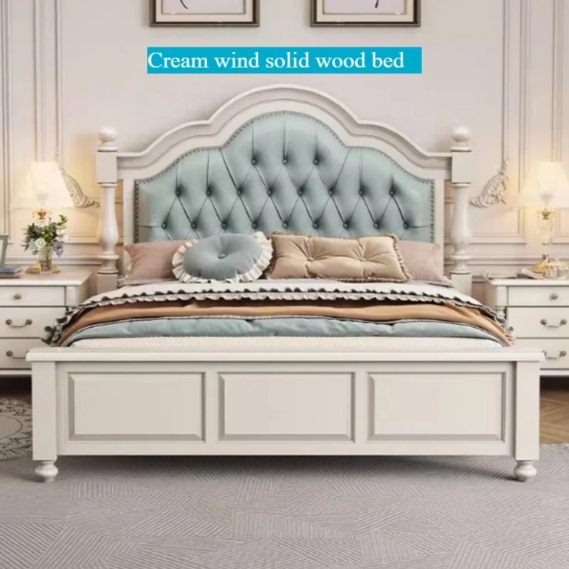 Lit double blanc esthétique pour adolescentes, cadre de lit de luxe, plateforme lounge, accessoires de maison pour chambre à coucher 1 Lit double blanc esthétique pour adolescentes, cadre de lit de luxe, plateforme lounge, accessoires de maison pour chambre à coucher 1