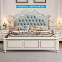 Lit double blanc esthétique pour adolescentes, cadre de lit de luxe, plateforme lounge, accessoires de maison pour chambre à coucher 1