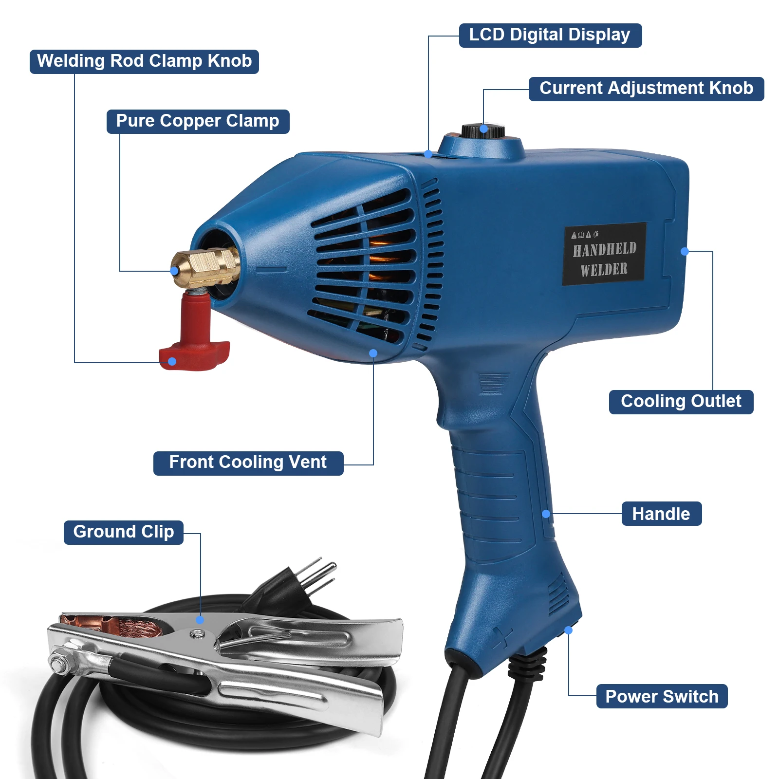 110V 4500W Handheld Portable Electric Arc Welding Machine Automatic Digital Intelligent Welding Machine Current Adjustment