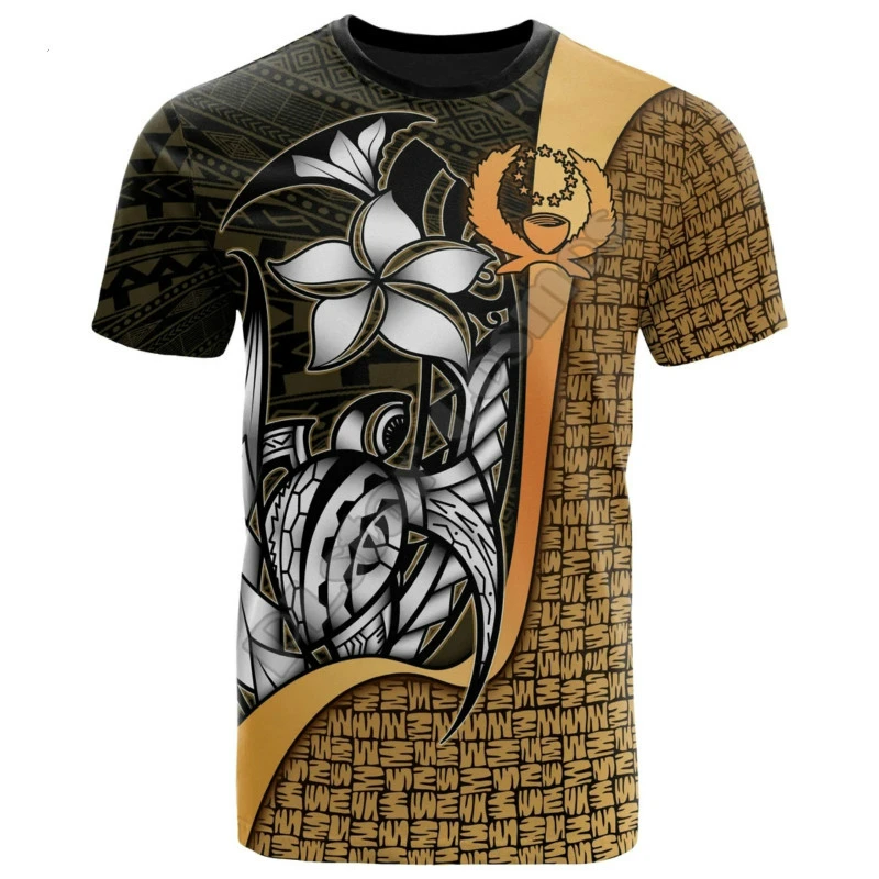 

Men's and women's O-neck short-sleeved T-shirt retro 3D printing island tattoo Polynesian culture summer casual short-sleeved