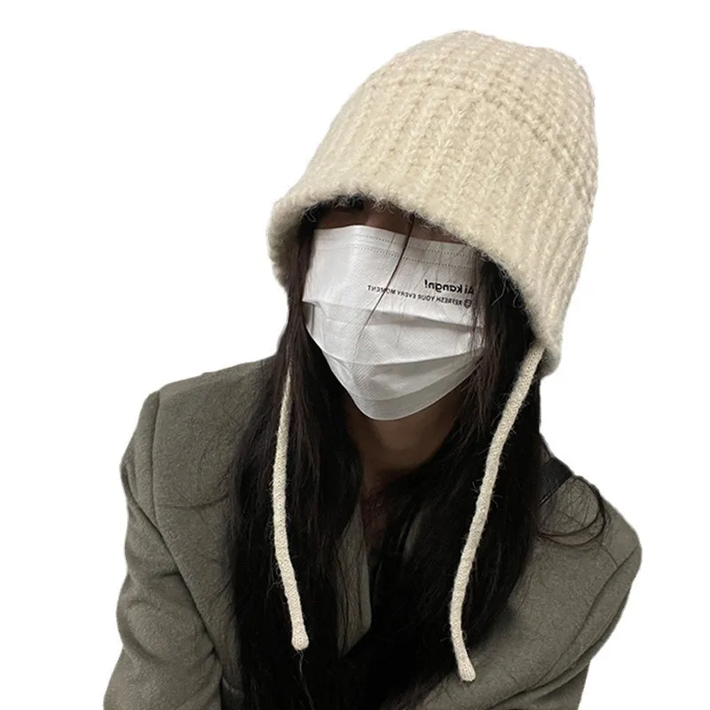 Women's Winter Knitted Hat Woolen Twist Fisherman Hat Autumn New Short Brim Stitching Beanie Basin Hat Girl's Warm Casual Hat