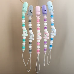 Pacifier Chian Baby Pacifier Holder Unicorn Silicone Beads Anti-Lost Nipple Holder Teething Dummy Holder Chew Gift Accessories