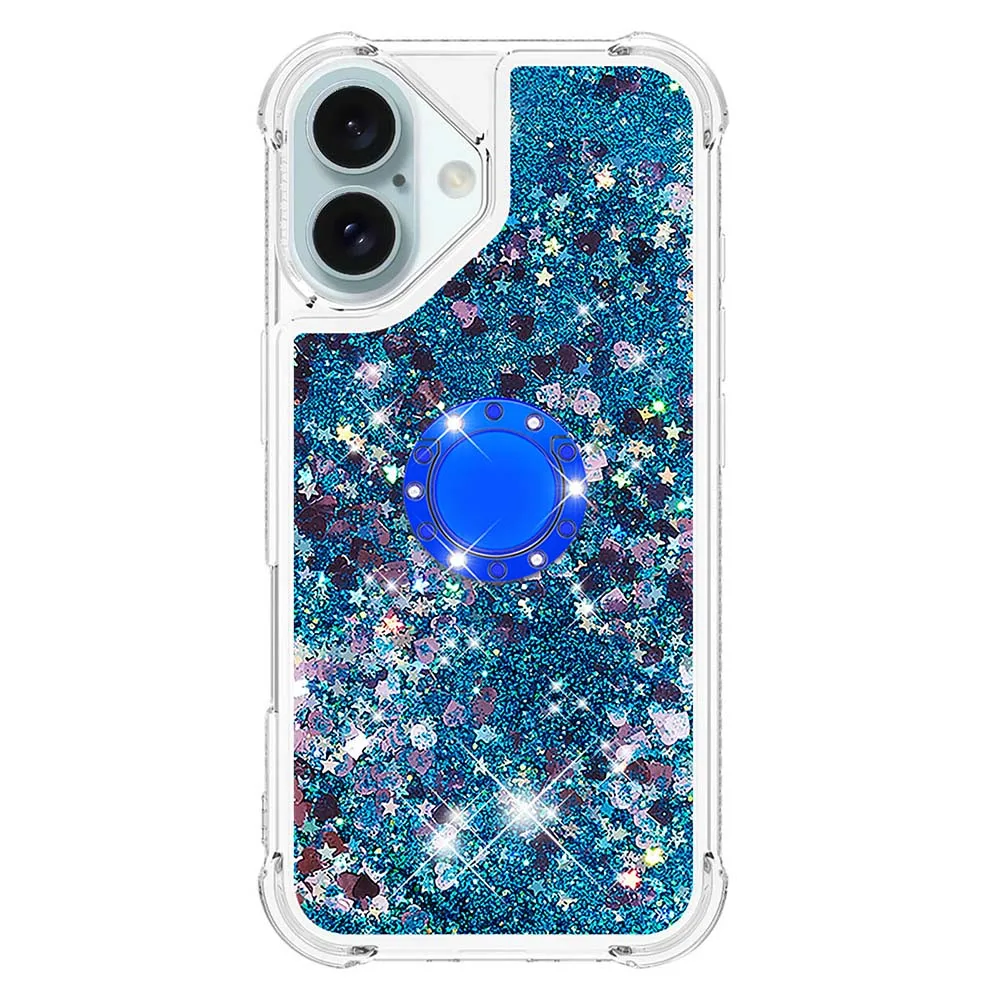 Gradient Glitter Quicksand Case with Anti-Fall Ring Holder Stand
