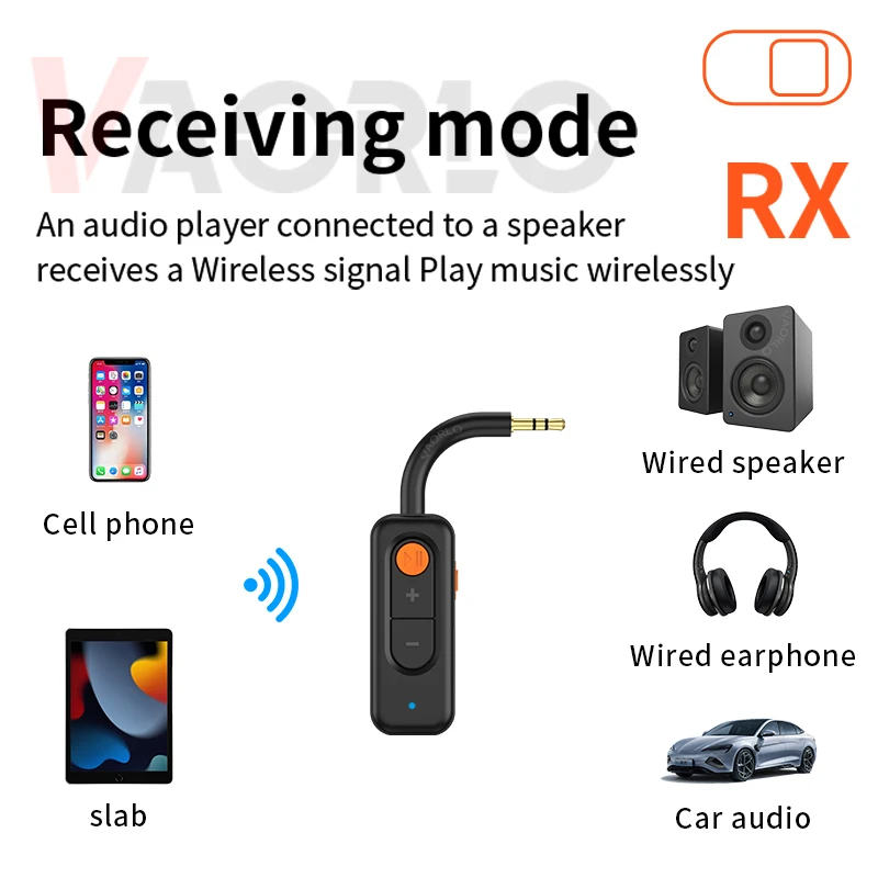 Wireless Bluetooth 5.4 Audio Transmitter & Receiver with HD HiFi Stereo and Built-in Mic