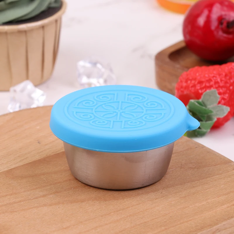 Reusable Condiment Containers Stainless Steel Sauce Cup with Silicone Lids  1.7oz Salad Dressing Container Picnic Food Storage - AliExpress