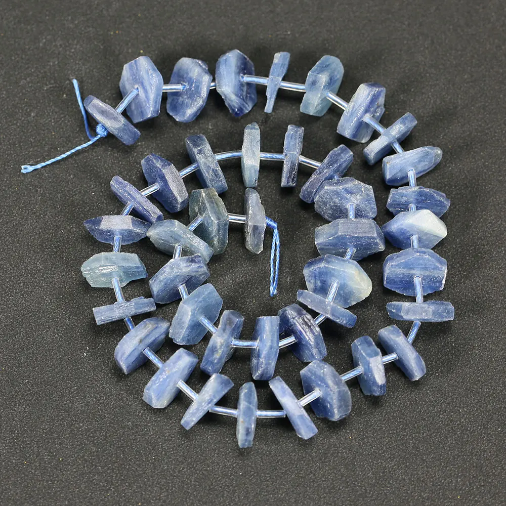 

APDGG Natural Blue Kyanites Wheel Disc Faceted Rondelle Raw Rough Organic Cut 15.5" Strands For Necklace Jewelry Making DIY