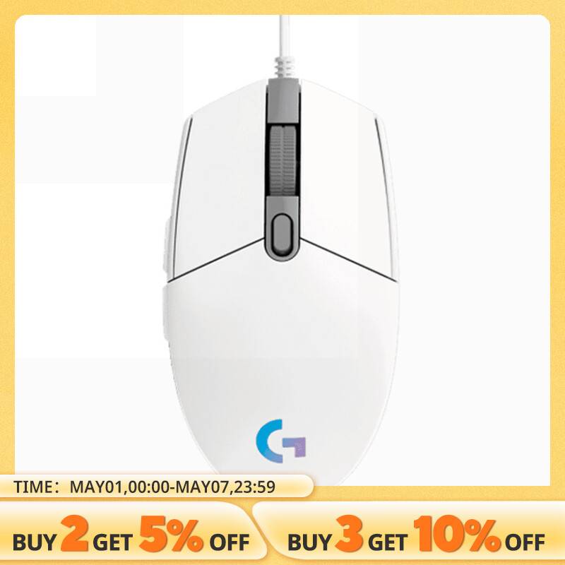  Logitech G102 Mouse Original Ergonomic Mouse Optical 8000DPI 16.8M Color LED Customizing 6 Buttons Wired Pc Gaming Accessories 