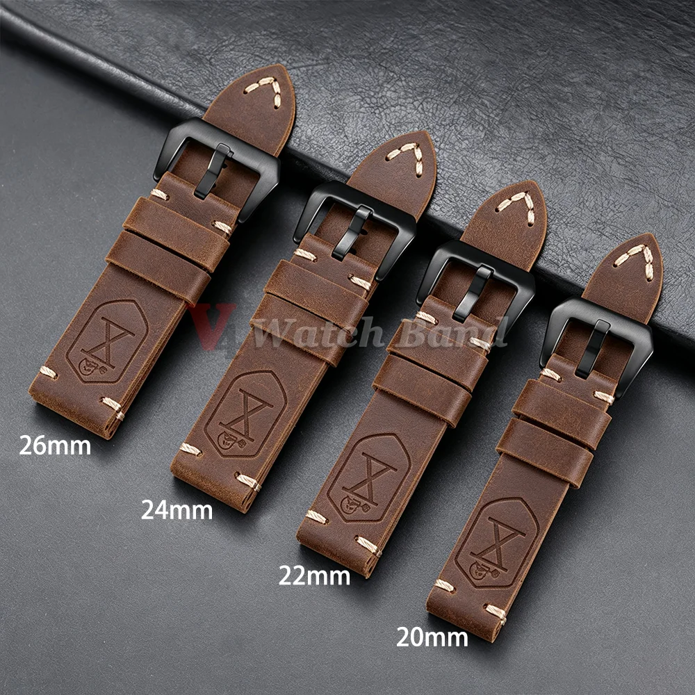 Dark Brown Genuine Leather Men's Wrist Bracelet with Universal Stitching Strap