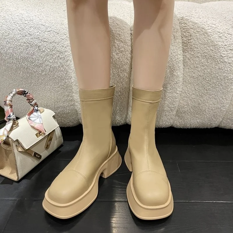 2022 New Winter Women's Boots Fashion Comfortable and Casual Mid-heel Ankle Boots Women Trendy All-match Platform Boots Women