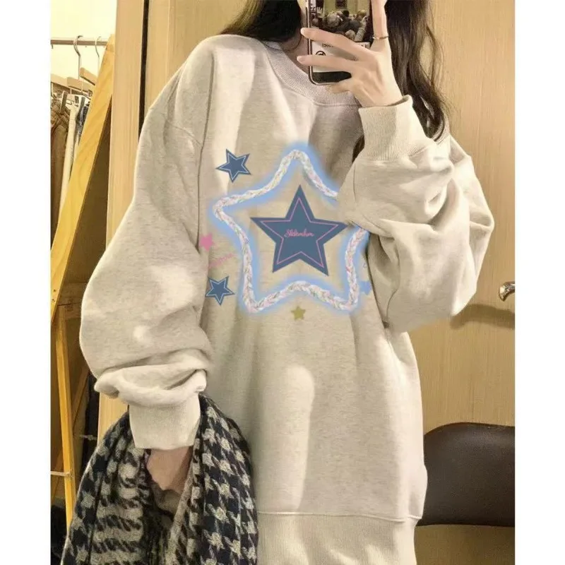 

Korean Vintage Star Graphic Sweatshirts Women Harajuku Kawaii Oversized Hoodies Loose Casual Tops Grunge Streetwear Y2k 후드티