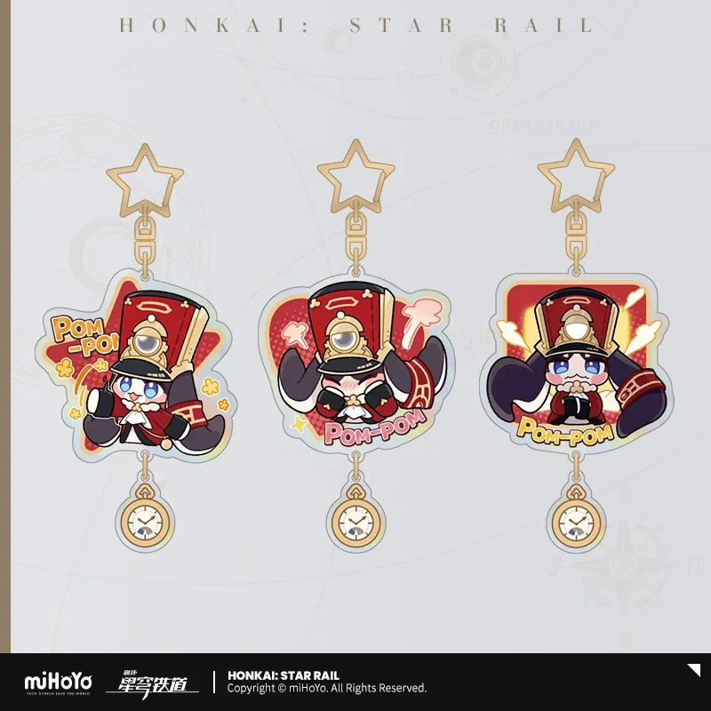 

Official Anime Game Honkai: Star Rail Pom-Pom Kawaii Cosplay Acrylic Cartoon Keychain Bags Pendant Keyring Charm Props Xmas Gift