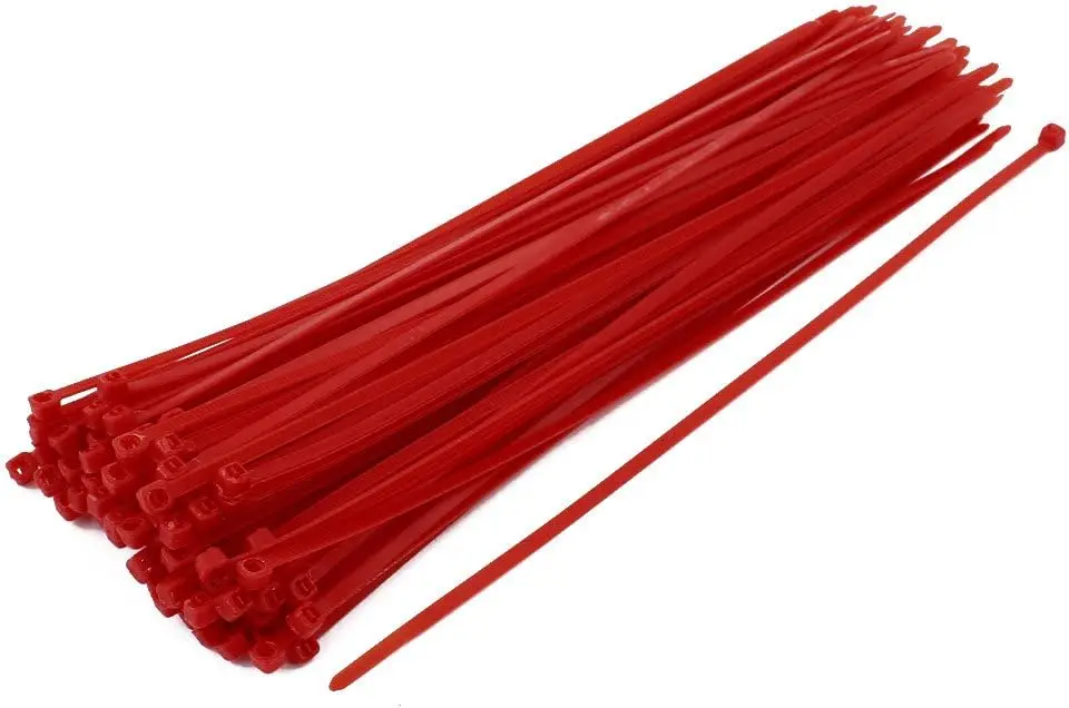 

Tcenofoxy 4mm x 250mm Self Locking Nylon Cable Ties Heavy Industrial Wire Zip Ties Red 100pcs