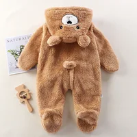 Autumn Winter Baby Jumpsuits Footed Cartoon Hooded Newborn Romper for Girls Boys Warm Plush Infant Loungewear Toddler Outfit 5