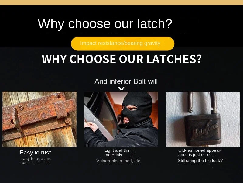 Description Picture 3 of itemLatch Home Safety Stainless Steel Door Bolt Lock Sliding Door Chain Lock Furniture