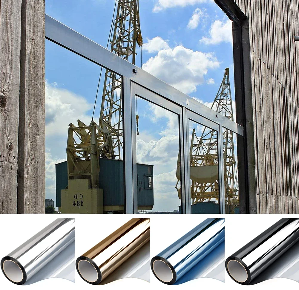 Window Film Window Privacy Film Window Tint Sticker Window Privacy Film One Way Daytime Mirror Tint UV Heat Control Vinyl Stickers Sun Block Glass Paper Door Covering Reflective