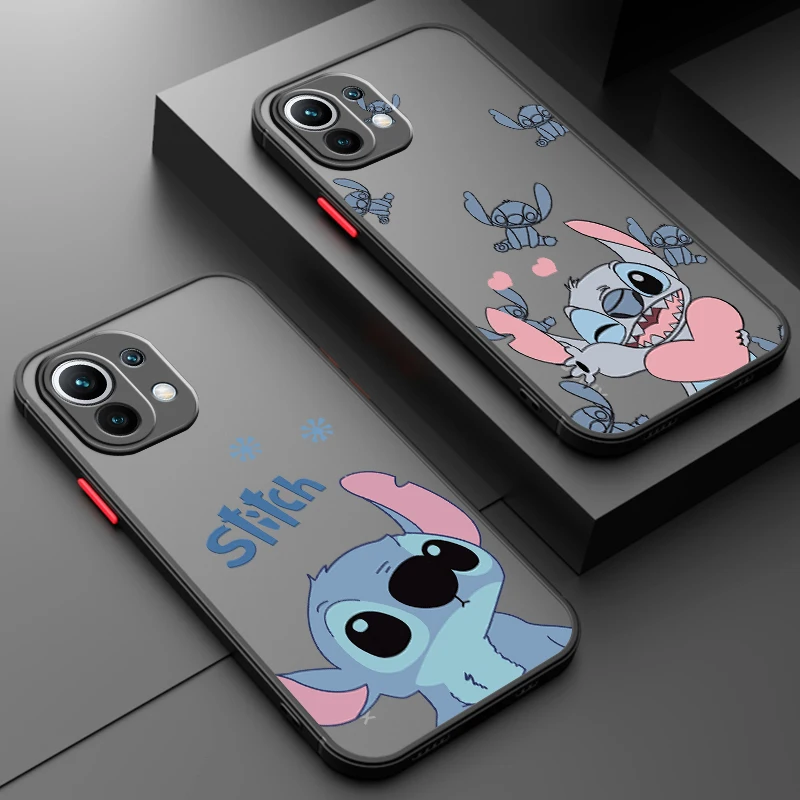 

Stitch Anime Cute Art For Xiaomi Mi 13 12 12S 12T 12X 11 11T 10 9T Lite Pro Ultra Frosted Translucent Hard Phone Case Fundas