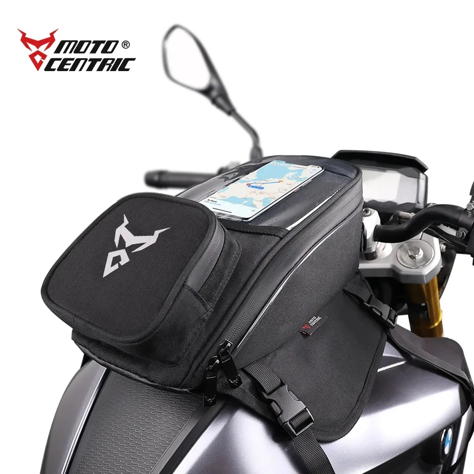 MOTOCENTRIC 마그네틱 대형 스크린 방수 오토바이 탱크 백, 블랙 오일 연료 탱크 백, 오토바이 새들 백, 싱글 숄더백