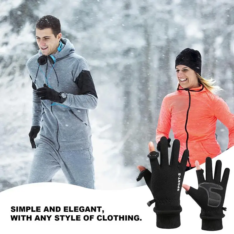 Polar Fleece Warm Gloves Touchscreen Winter Gloves For Women And Men Thicken Windproof Cold Weather Work Reversible Gloves 4