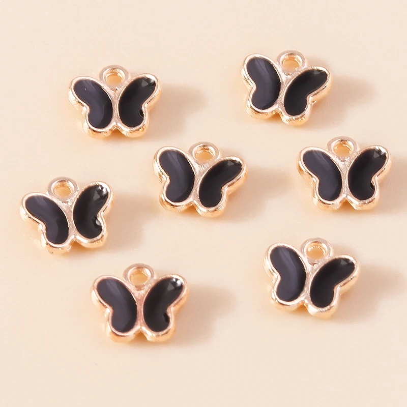 30 Stück 8 x 8 mm niedliche Mini-Emaille-Anhänger mit fliegendem Schmetterling für Schmuckherstellung, Ohrringe, Halsketten, Armbänder, DIY-Bastelbedarf – Detail 8