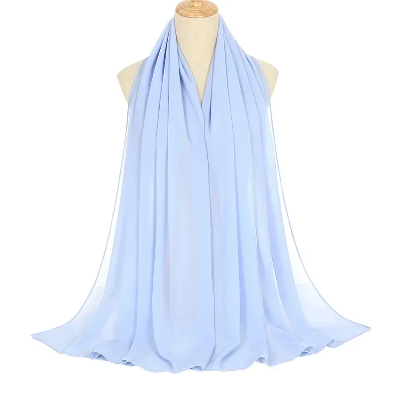 

72*175cm Muslim Chiffon Hijab Shawls Scarf Women Solid Color Head Wraps Women Hijabs Scarves Ladies Foulard Femme Muslim Veil