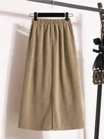 Women's New Style High-Waist Plus Size Skirts Elastic Waist Solid Wrap Buttocks Autumn Winter 2026 Versatile Straight Leg Skirt - Image 5