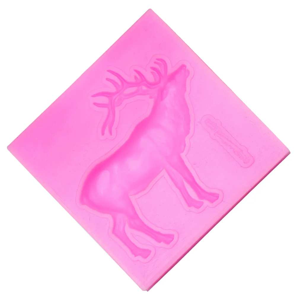 

Christmas Deer Elk Silicone Cake Mold Soap Chocolate Candy Fondant Mold Kitchen Baking Tool (Pink)