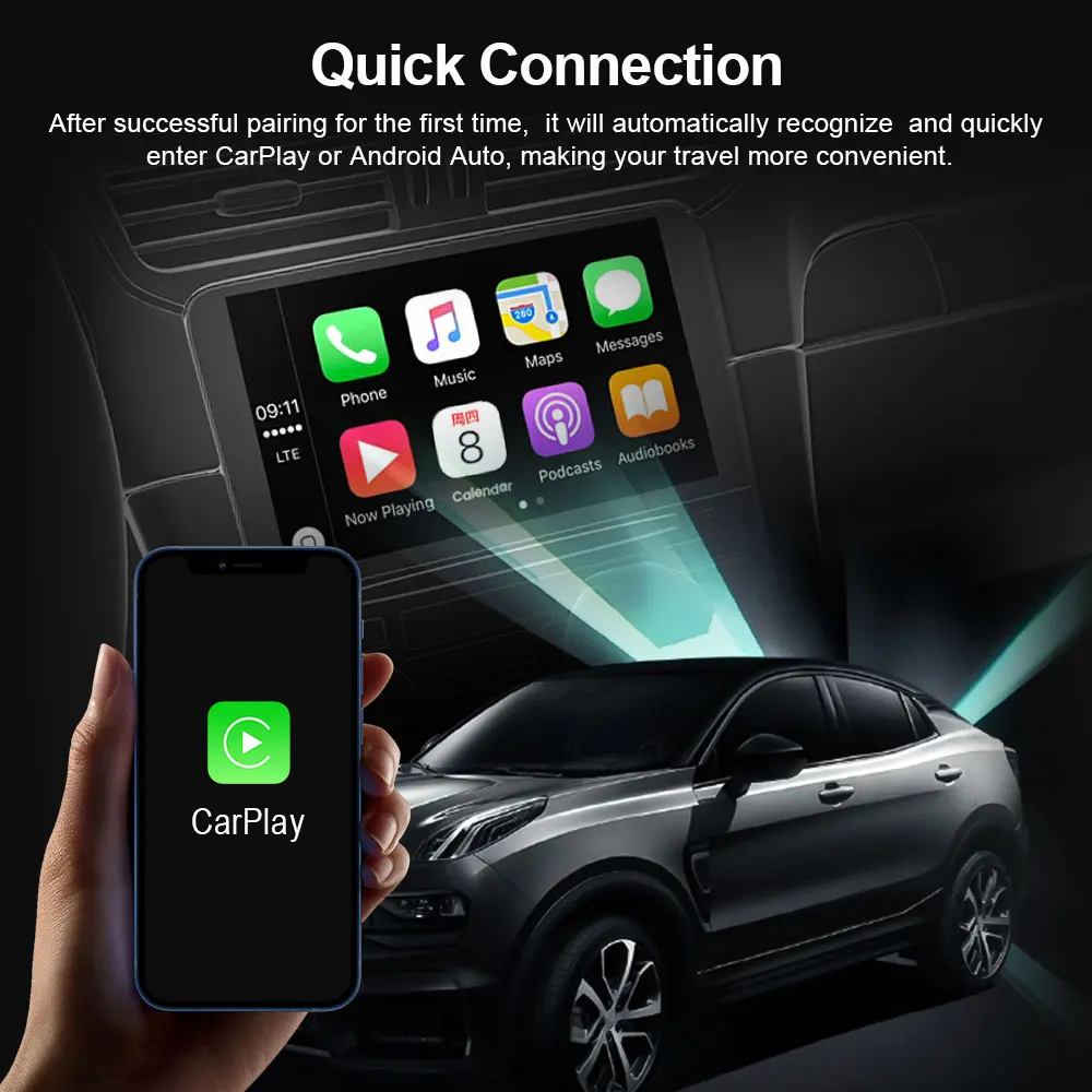 CarPlay Adapter 2 In1 CarPlay Android Auto Mini Box Wireless Wired to Wireless USB Type C Dongle