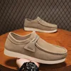 Fashion Khaki Casual Shoes For Men Suede Leather Loafers Men Platform Slip-on Men's Driving Shoes Lightweight Leisure Men Shoes 1