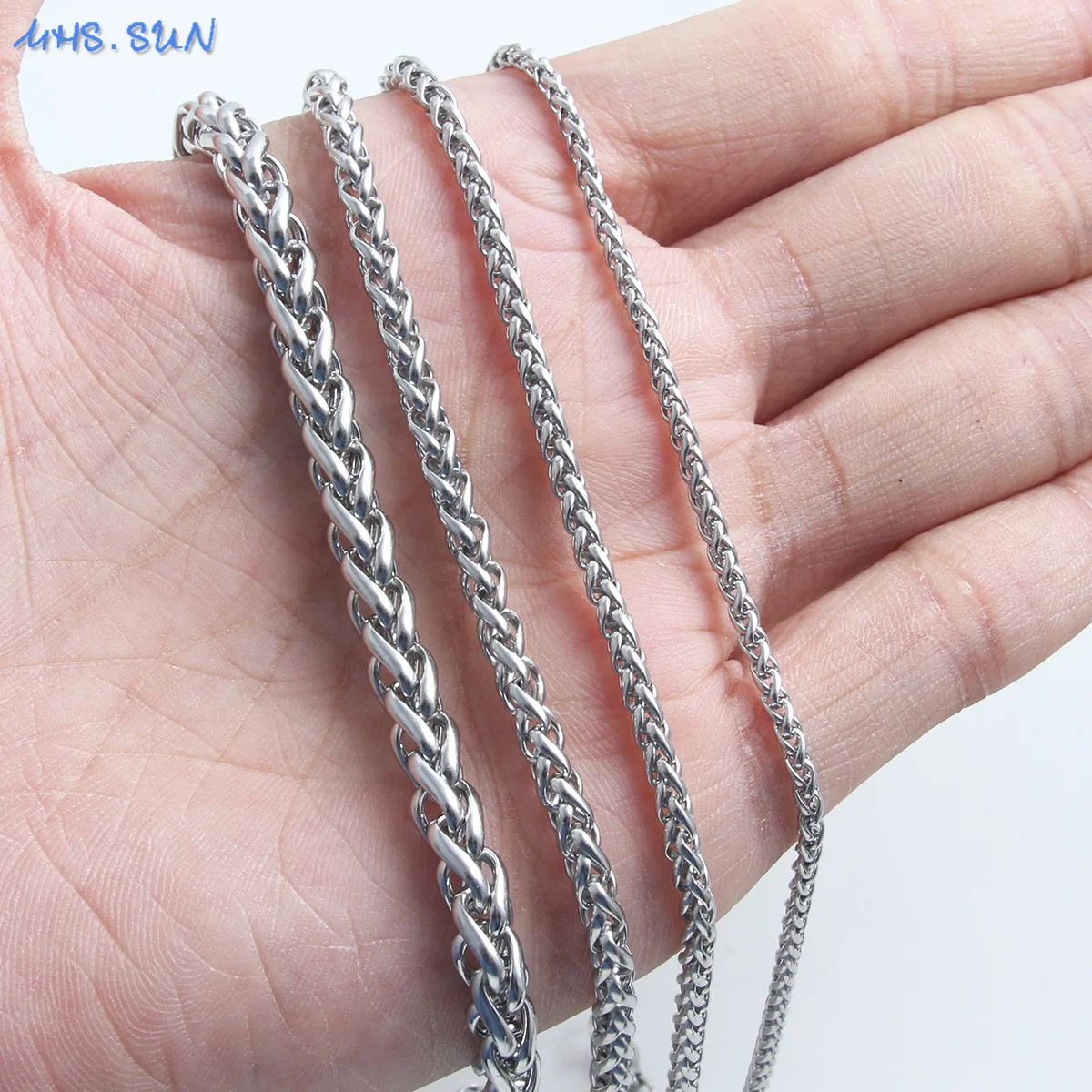3/4/6MM Stainless Steel Flower Basket Chain Necklaces Silver Color Braided Wheat Chain For Women Men Minimalist Jewelry