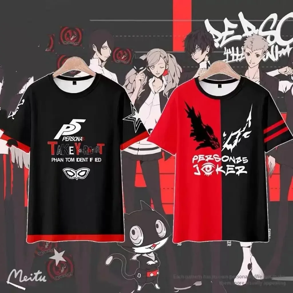 

Anime persona 5 3d impressão camiseta verão moda em torno do pescoço manga curta popular japonês streetwear plus size 2024