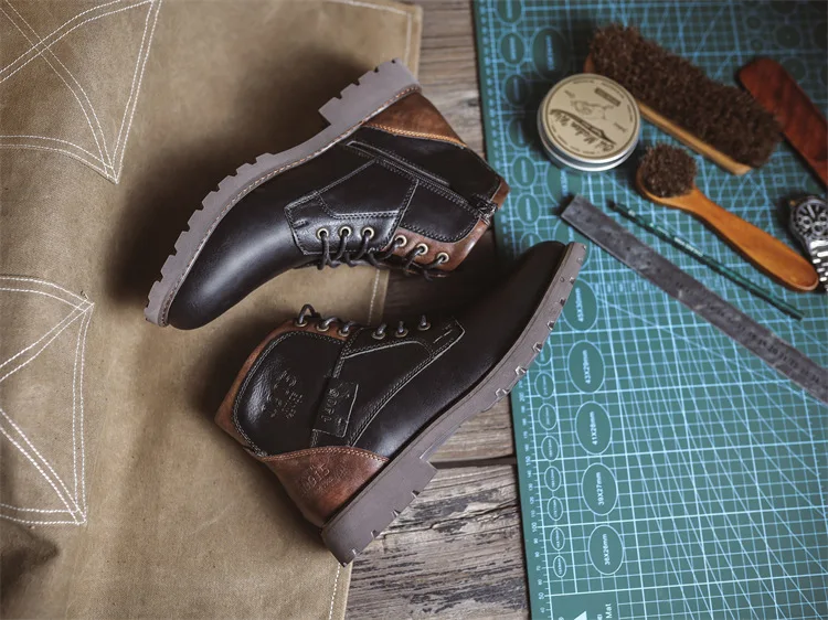VERA PELLE レザー イタリア製 ポンチョ スエード Stylish All-match Boots for Men Outdoor Men's Shoes Winter