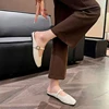 Soft Leather 2025  Silver Buckle Strap Casual Shoes Fashion Flats Elegant Glitter  Shoes Cover Toe Slippers Women Loafers 3