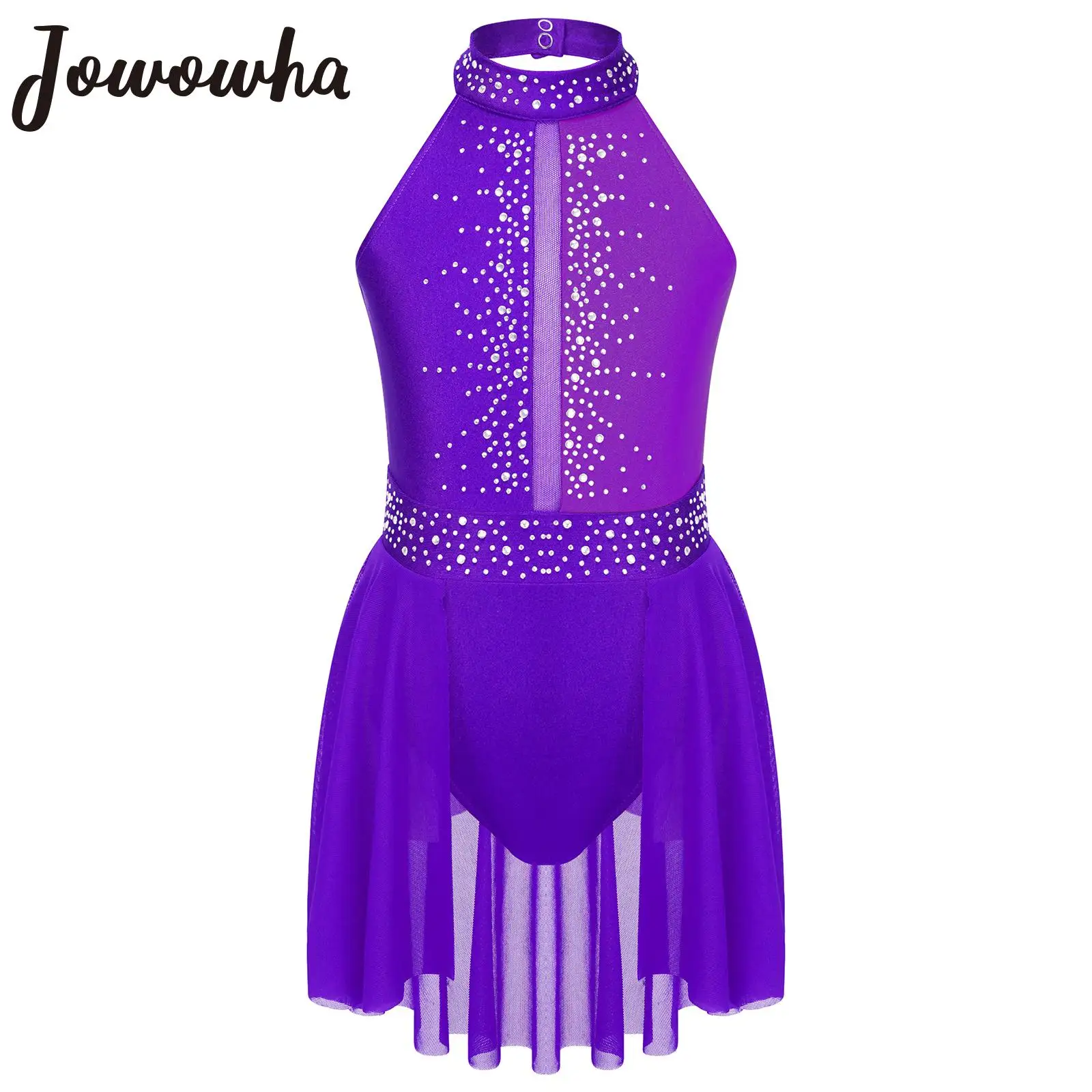 

Kids Girls Ballet Leotard Tutu Shiny Rhinestone Lyrical Dance Dress Figure Skating Ballerina Gymnastic Stage Performance Costume