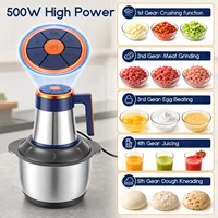 Hachoir Électrique Multi-Vitesses Grande Capacité avec Bol en Acier Inoxydable, Hachoir Alimentaire 5 Lames, Processeur pour Viande, Légumes, Ail, Oignon, Cuisine Domestique 2