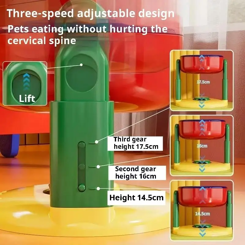 Pet Feeder Slow Feed Bowls Double Bowls Foldable with 3 Adjustable Height Suitable for Pets of Different Heights Water Feeding 3