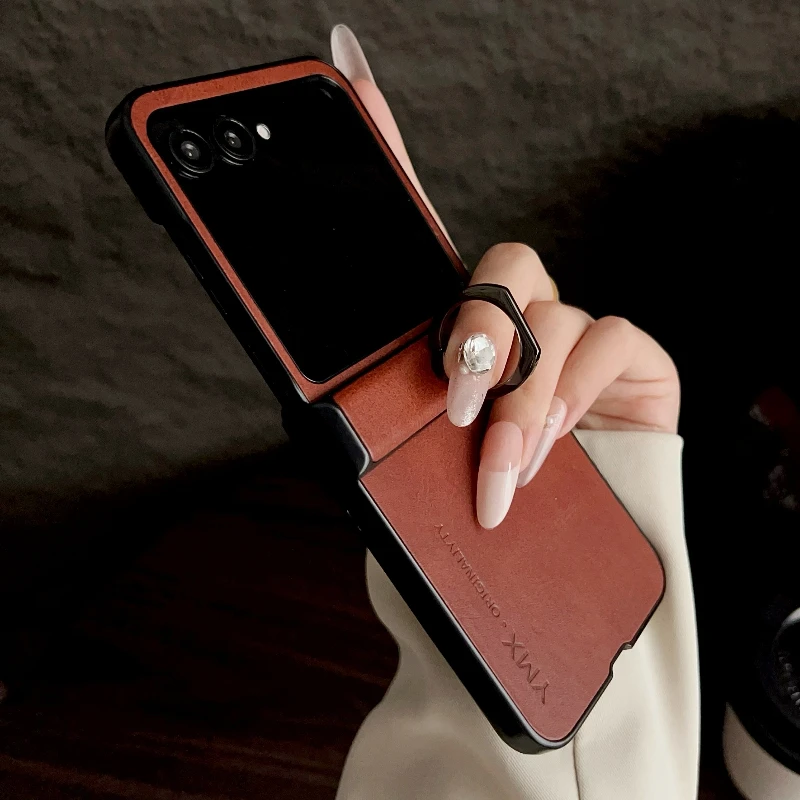 Luxury Leather Ring Case: Premium Shockproof Cover with Plain Hinge Design