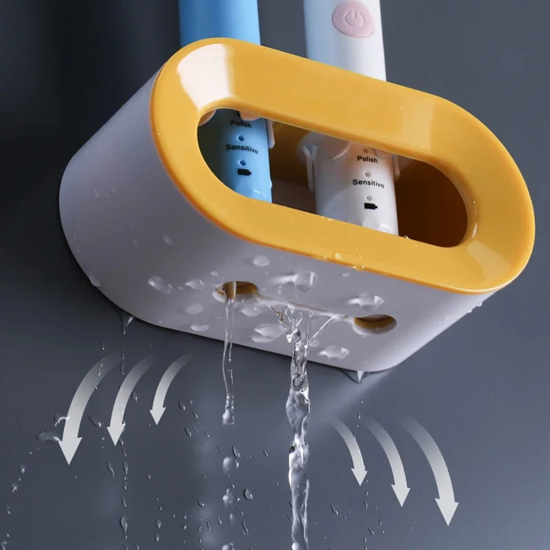 Electric Toothbrush Holder Double Hole Self-adhesive Stand Rack Wall-Mounted Holder Storage Space Saving Bathroom Accessories toothbrush holder,bathroom storage rack