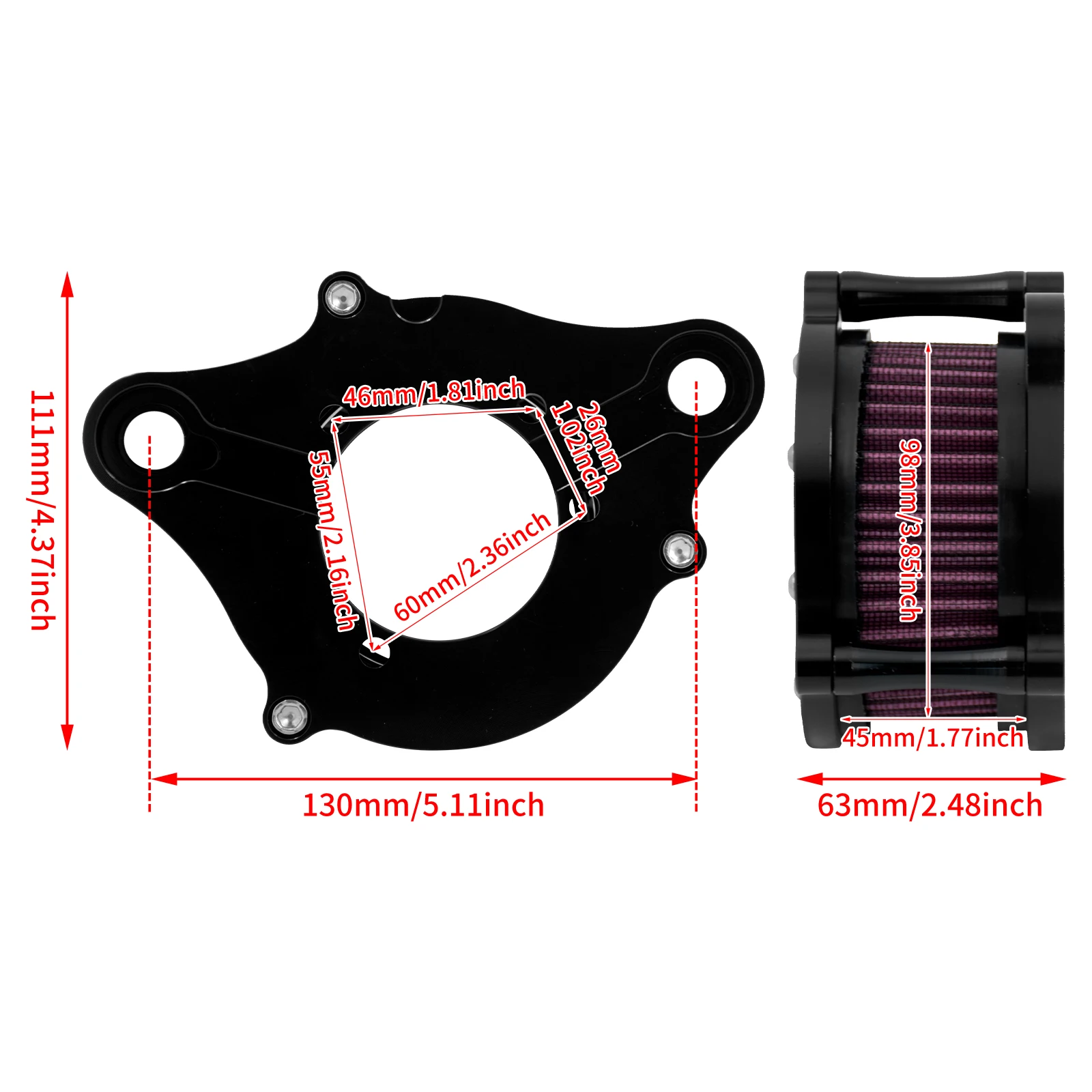 Motorcycle CNC Air Filter Cleaner Intake Filters System Kit for Harley Sportster XL 883 1200 72 48 Iron Seventy Two 2004 -