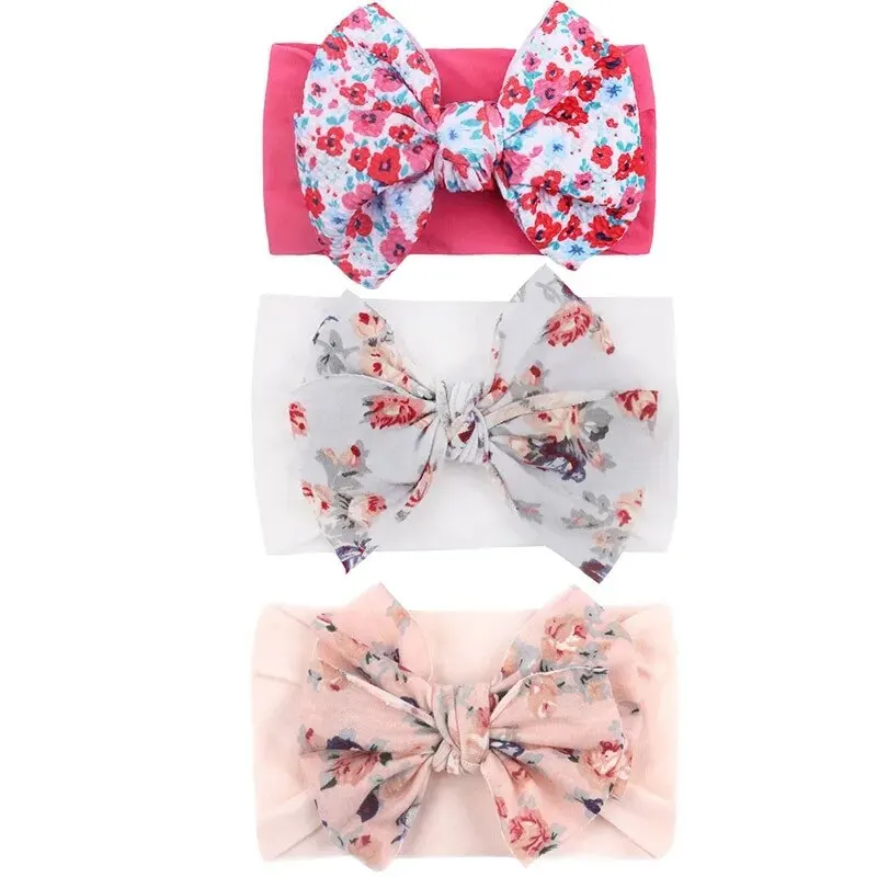 3Pcs Baby Headbands Cute Flower Print Elastic Girls Hair Bands Infant Toddler Turban Baby Hair Accessories hair accessories hair bands hair headband accessories baby headband set