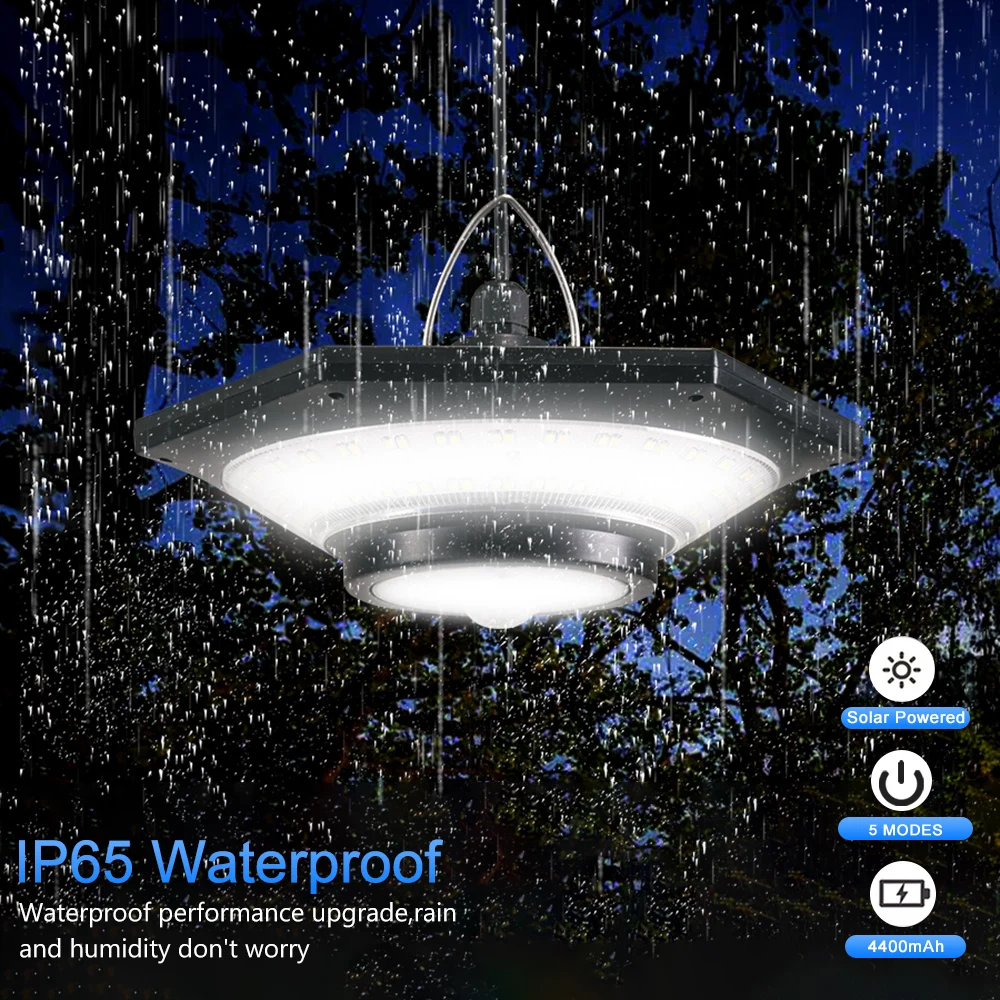 Solar Pendant Lights Outdoor Solar Shed Light Motion Sensor 288 LEDs Dimmable Indoor Barn Lamp Waterproof Gazebo Yard Garage Pat 2